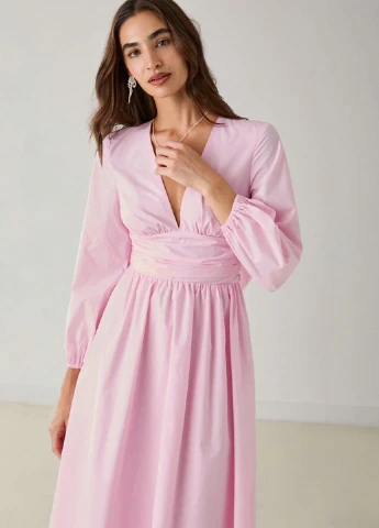Розовое кэжуал платье а-силуэт SHEIN однотонное