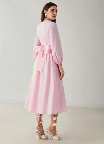 Розовое кэжуал платье а-силуэт SHEIN однотонное