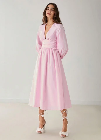 Розовое кэжуал платье а-силуэт SHEIN однотонное