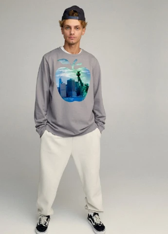 Сірий світшот чоловічий oversize /no flis/ YAPPI (252258846)