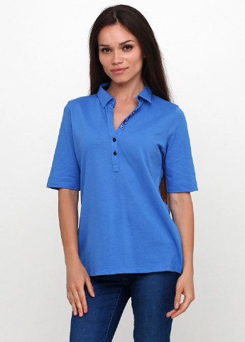 Синяя женская футболка-поло Van Laack однотонная