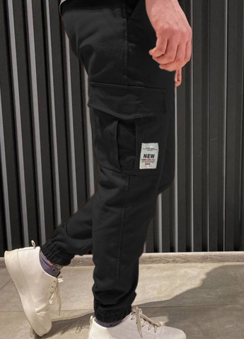 Черные спортивные, кэжуал демисезонные джоггеры, карго брюки No Brand