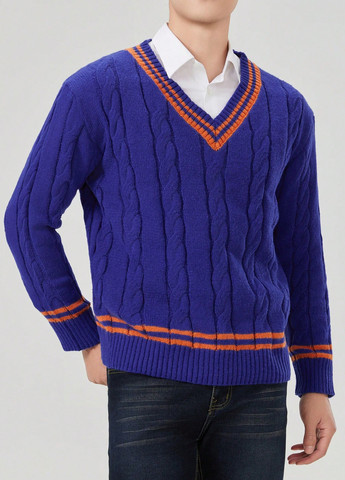 Синий демисезонный пуловер пуловер SHEIN