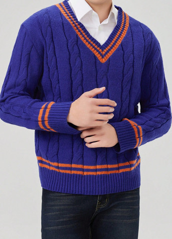 Синий демисезонный пуловер пуловер SHEIN