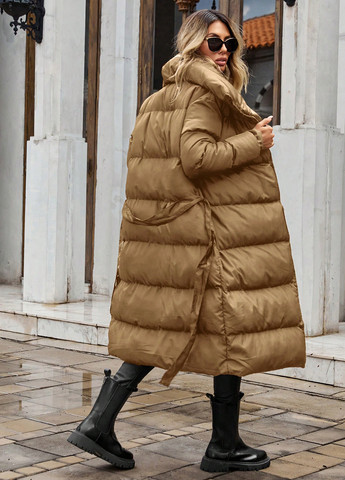Светло-коричневая зимняя куртка куртка-пальто SHEIN