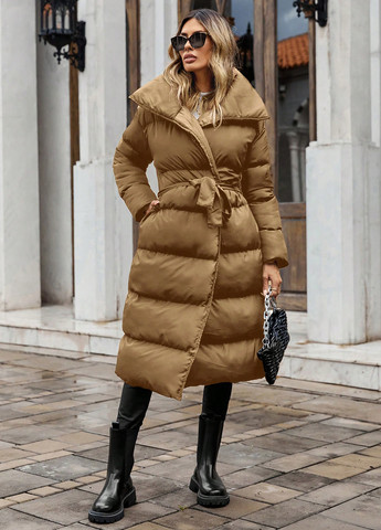 Светло-коричневая зимняя куртка куртка-пальто SHEIN