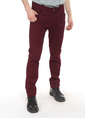 Бордовые кэжуал демисезонные со средней талией брюки Time Out