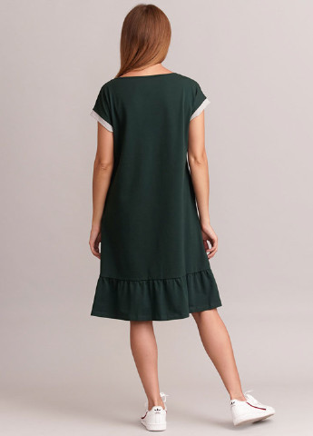 Темно-зеленое кэжуал платье клеш Promin. однотонное