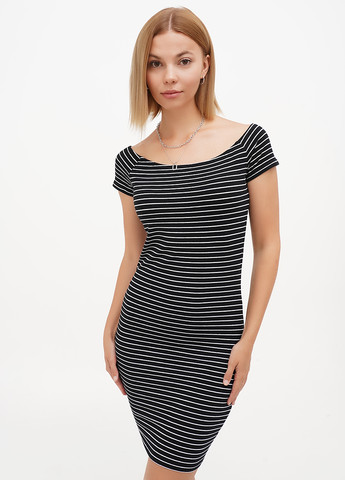 Черно-белое кэжуал платье силуэтная Terranova в полоску