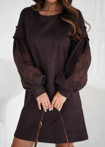 Темно-коричнева кежуал сукня No Brand однотонна