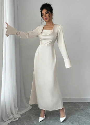 Айвори вечернее платье SHEIN однотонное