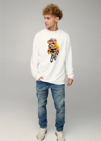 Білий світшот чоловічий oversize /no flis/ YAPPI малюнок (251791280)