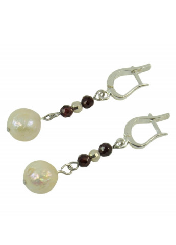 Ексклюзивні сережки "Барочні" Перли, Гранат, срібло, 5 см Fursa fashion cерьги (254293698)