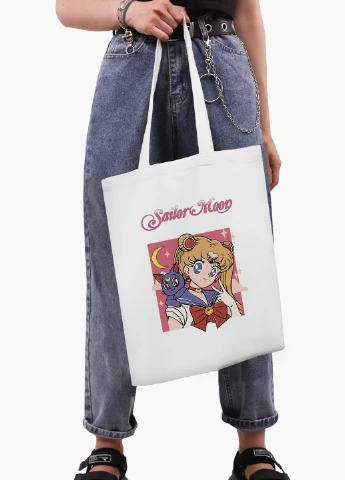 Эко сумка шоппер белая аниме Сейлор Мун (Sailor Moon) (9227-2659-WT2) Еко сумка шоппер біла 41*35 см MobiPrint (219151168)