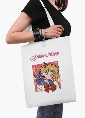 Эко сумка шоппер белая аниме Сейлор Мун (Sailor Moon) (9227-2659-WT2) Еко сумка шоппер біла 41*35 см MobiPrint (219151168)
