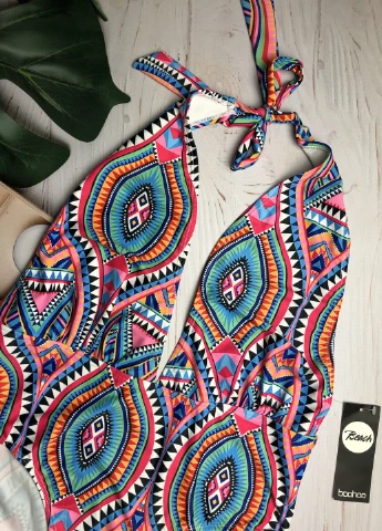 Комбинированный летний цельный купальник раздельный Boohoo