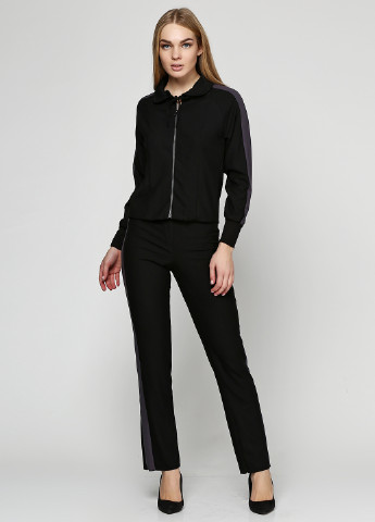 Костюм (кофта, брюки) Karine Lecchi брючный однотонный чёрный кэжуал