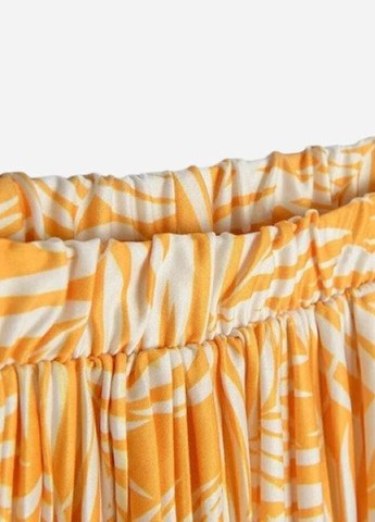 Горчичная кэжуал с рисунком юбка Cool Club а-силуэта (трапеция), плиссе