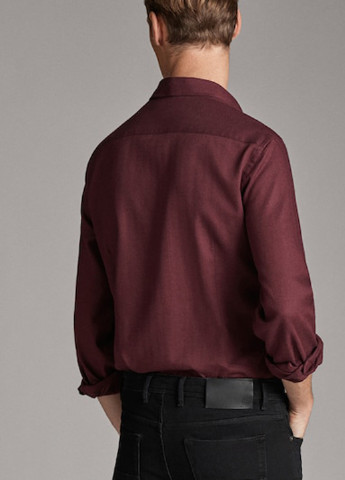 Бордовая кэжуал рубашка однотонная Massimo Dutti