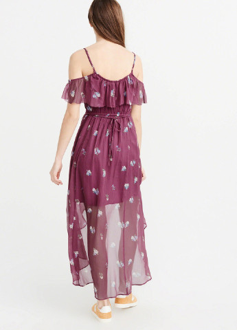 Бордова коктейльна платье Abercrombie & Fitch з квітковим принтом