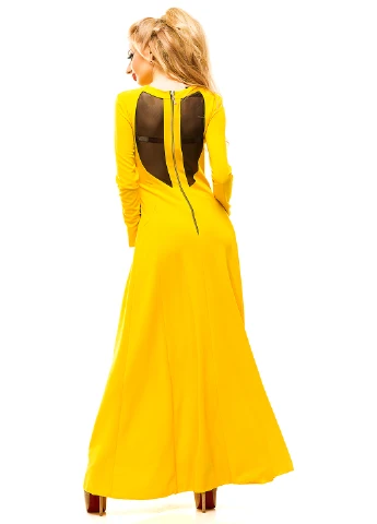 Желтое кэжуал платье Lady Style однотонное