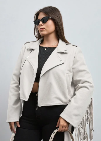 Серая демисезонная куртка косуха SHEIN