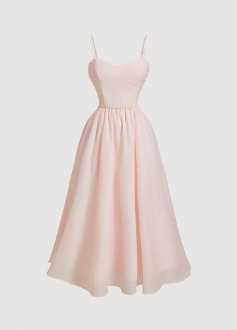 Розовый демисезонный комплект (платье, болеро) SHEIN