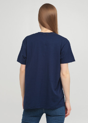 Темно-синяя летняя футболка Hanes