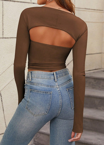 Коричневий демісезонний комплект (топ, болеро) SHEIN