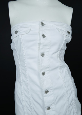 Белое кэжуал платье с открытыми плечами Ralph Lauren однотонное