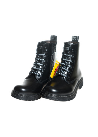 Детские черные осенние кэжуал ботинки со шнуровкой для девочки