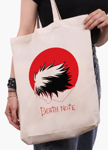 Эко сумка шоппер белая Эл Тетрадь смерти (Death Note) (9227-2653-WTD-1) Еко сумка шоппер біла 41*39*8 см MobiPrint (215977488)