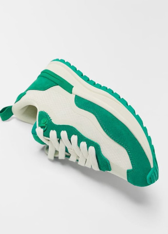 Зеленые демисезонные спортивные кроссовки из натуральной кожы для девочки 8395 37 23,6см зеленый 61377 Zara