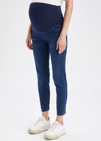 Темно-синие демисезонные зауженные джинсы для беременных DeFacto