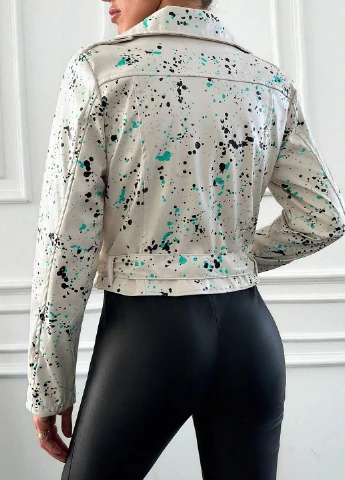 Белая демисезонная куртка байкерская SHEIN