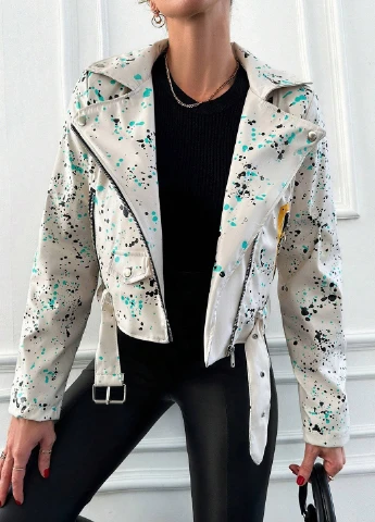 Белая демисезонная куртка байкерская SHEIN