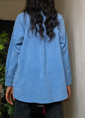 Синяя кэжуал рубашка однотонная Zara