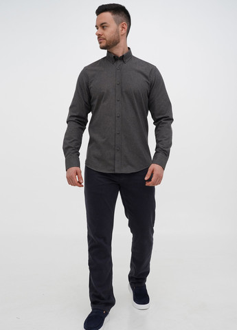 Серо-коричневая кэжуал рубашка однотонная Trend Collection