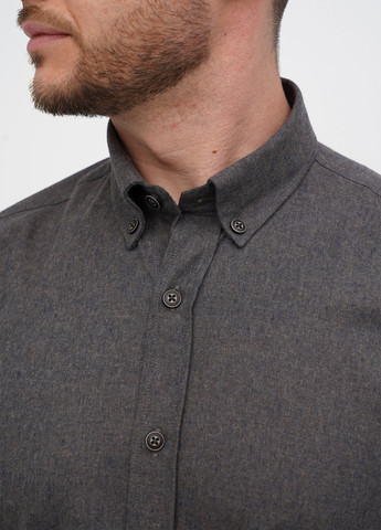 Серо-коричневая кэжуал рубашка однотонная Trend Collection