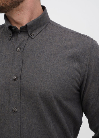 Серо-коричневая кэжуал рубашка однотонная Trend Collection