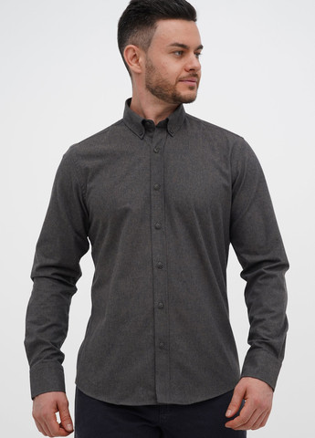 Серо-коричневая кэжуал рубашка однотонная Trend Collection
