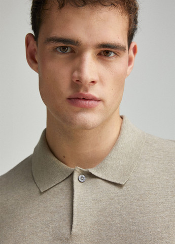 Бежевая футболка-поло для мужчин Springfield меланжевая