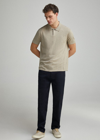 Бежевая футболка-поло для мужчин Springfield меланжевая