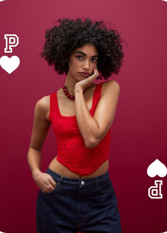 Червоний демісезонний комплект (топ, трусики) Victoria's Secret