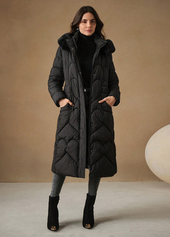 Чорна зимня куртка куртка-пальто SHEIN