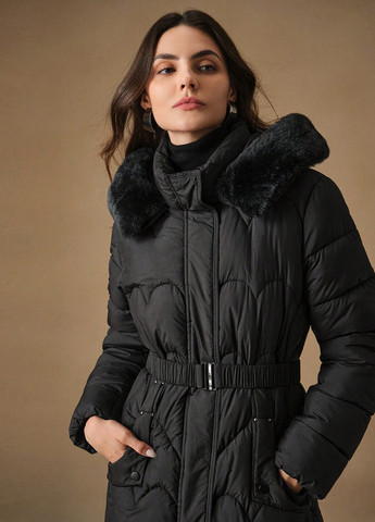 Чорна зимня куртка куртка-пальто SHEIN