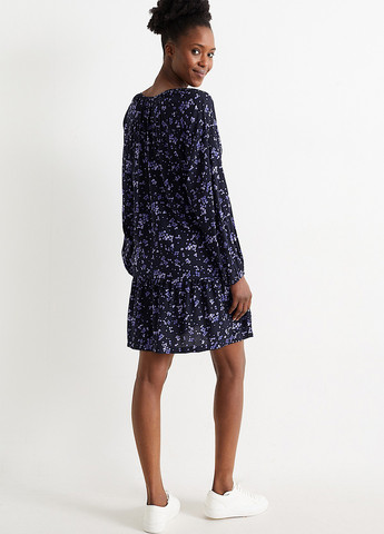 Чорна кежуал сукня а-силует C&A з квітковим принтом