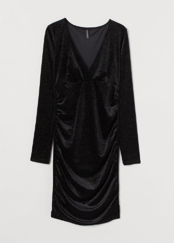 Черное коктейльное платье футляр H&M меланжевое