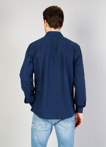 Темно-синяя кэжуал рубашка однотонная Colin's с длинным рукавом
