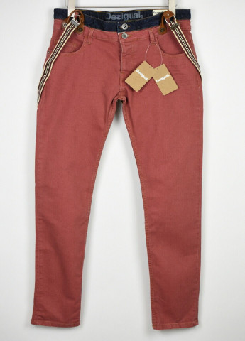Светло-красные кэжуал демисезонные зауженные брюки Desigual